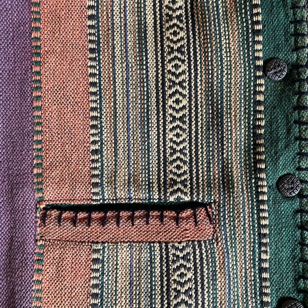 Vintage Striped Southwestern Vest With Whipstitch Detail Small - Picture 5 of 6